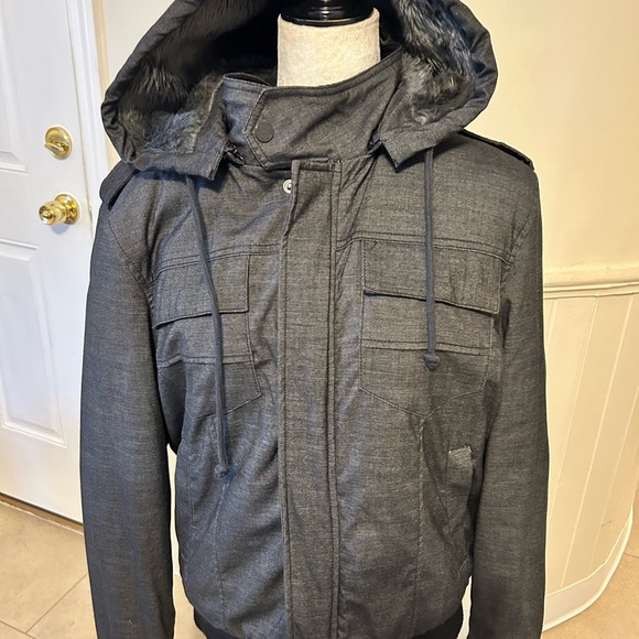 Like New Men's American Rags Cie. Winter Bomber Jacket With Hood Size Large - Picture 1 of 4